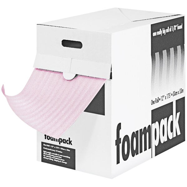 A white box of Lavex Anti-Static Foam with pink paper on it.