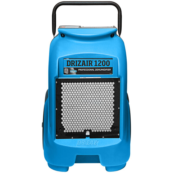 A blue and white Dri-Eaz DrizAir 1200 portable dehumidifier.