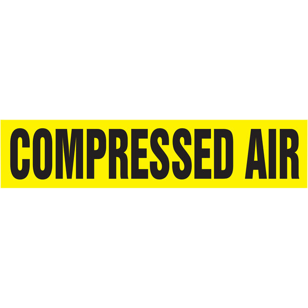 A yellow rectangular Accuform Self-Stick pipe marker with black text reading "Compressed Air"