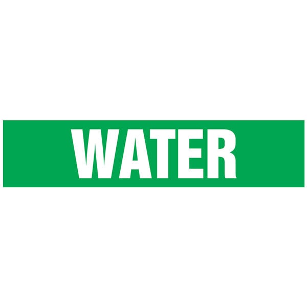 A green rectangular sign with white text that says "Water" and has a white border.