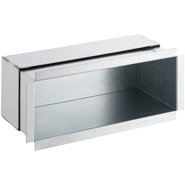 A silver galvanized steel Micro Matic long sleeve shadow box with a lid.