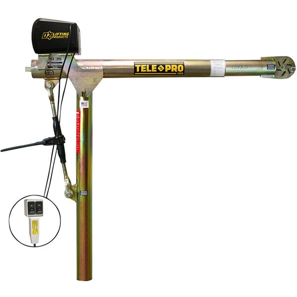 An OZ Lifting Products telescoping metal pole with a black and yellow device on the end.