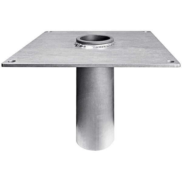 A metal socket base with a hole in the middle.
