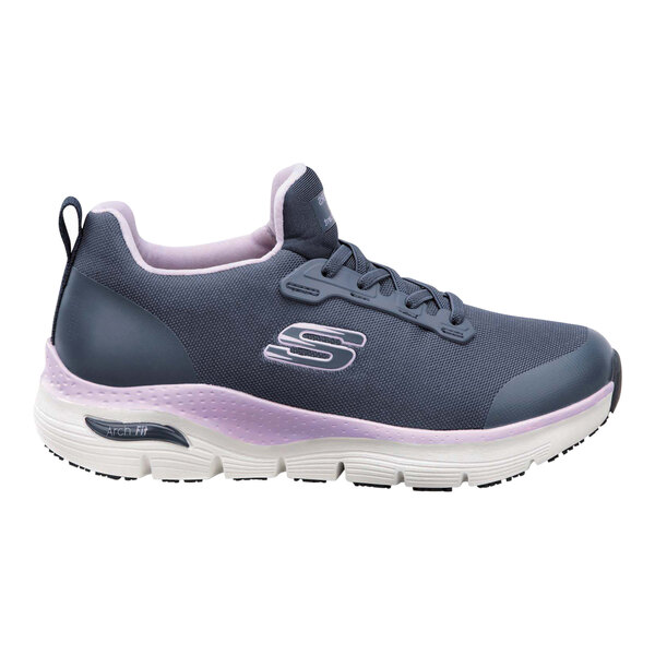 Skechers Leslie Women's 8.5 Arch Fit Medium Width Navy Alloy Toe Non-Slip Athletic Shoe SSK8436NVY