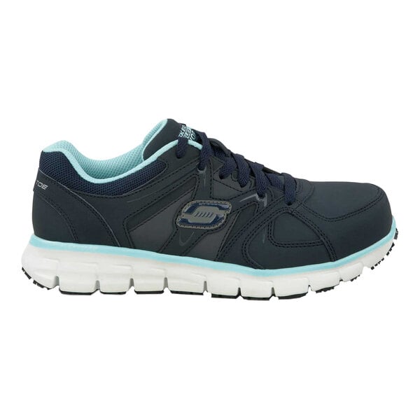 Skechers Work Jackie Women's 7.5 Medium Width Navy / Aqua Alloy Toe Non-Slip Athletic Shoe SSK406NVAQ