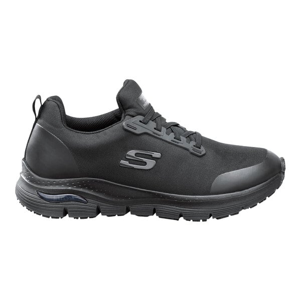 Skechers Work Charles Men's 10.5 Arch Fit Medium Width Black Alloy Toe Non-Slip Athletic Shoe SSK8037BLK