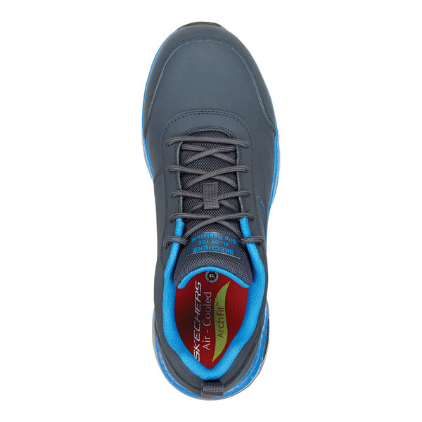 Skechers Work Beau Men's 14 Arch Fit Medium Width Navy / Light Blue Alloy Toe Non-Slip Athletic Shoe SSK200148NVBL