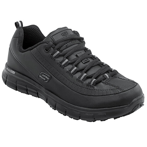 Skechers Work Sara Women's 6.5 Medium Width Black Soft Toe Non-Slip Athletic Shoe SSK403BLK