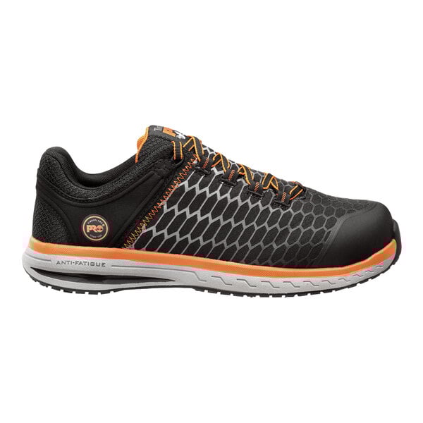 Timberland PRO Powerdrive Men's Size 8 Wide Width Black / Orange Composite Toe Non-Slip Athletic Shoe STMA21AV