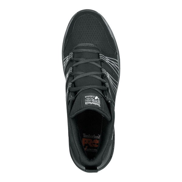 A black Timberland PRO Powerdrive men's hiker boot in size 12 with a soft toe and non-slip sole.