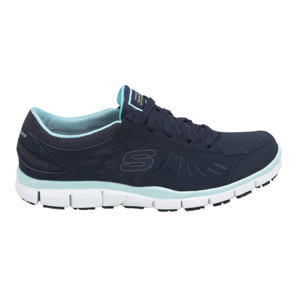 Skechers Work Stacey Women's 8.5 Medium Width Navy / Aqua Soft Toe Non-Slip Athletic Shoe SSK405NVAQ