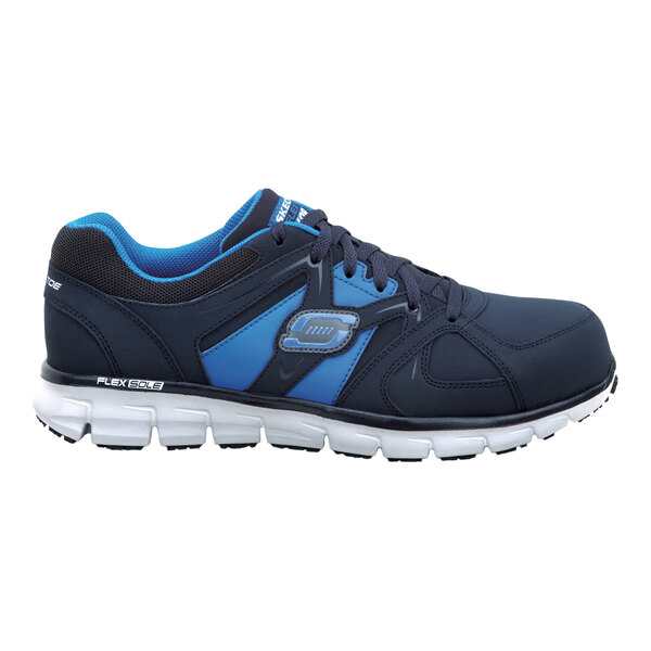Skechers Work David Men's 8.5 Medium Width Navy Alloy Toe Non-Slip Athletic Shoe SSK606NVBL