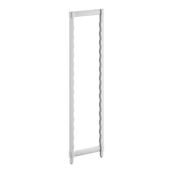 A white rectangular frame with metal bars on it.