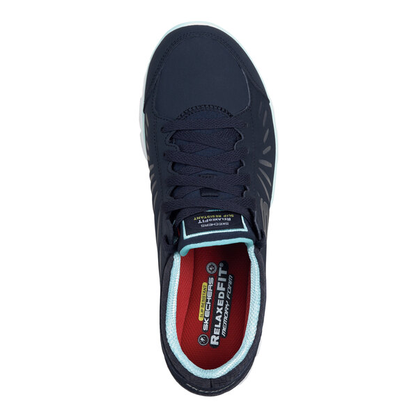 Skechers Work Stacey Women's 9 Medium Width Navy / Aqua Soft Toe Non-Slip Athletic Shoe SSK405NVAQ