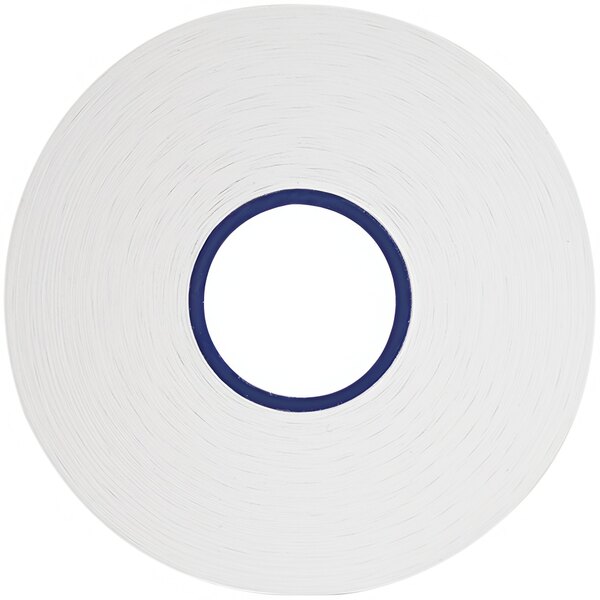 A white tape with a blue border.