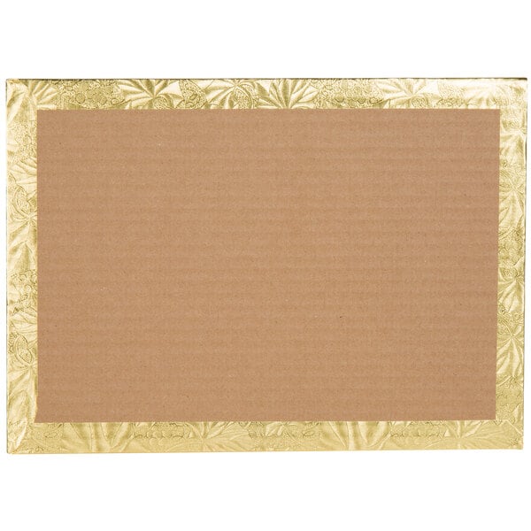 A brown cardboard with a gold border.