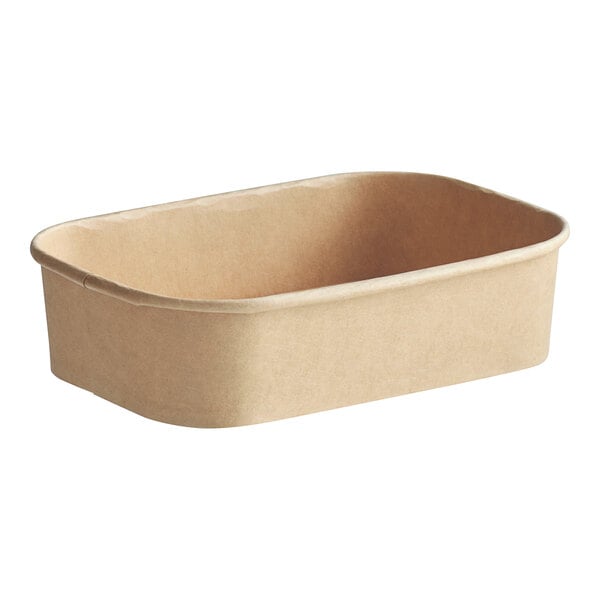 Choice 16 oz. Rectangular Kraft PE-Lined Microwavable Take-Out Container 6 3/4" x 4 3/4" x 1 5/8" - 50/Pack