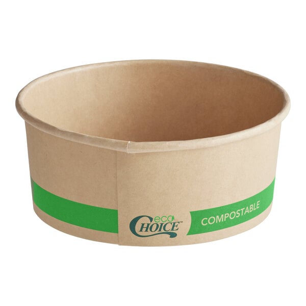 EcoChoice 24 oz. Round Kraft Bio-Lined Compostable Take-Out Container - 50/Pack