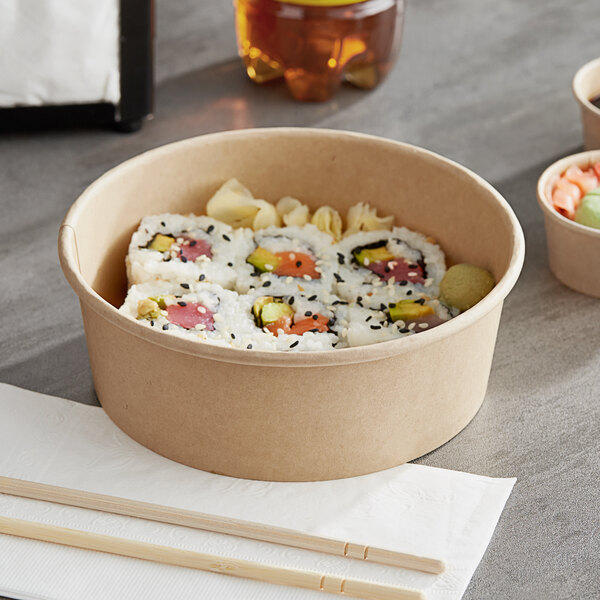 Kraft Paper Salad Box with 2 Windows - 16oz