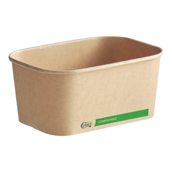 EcoChoice 32 oz. Rectangular Kraft Bio-Lined Take-Out Container - 300/Case