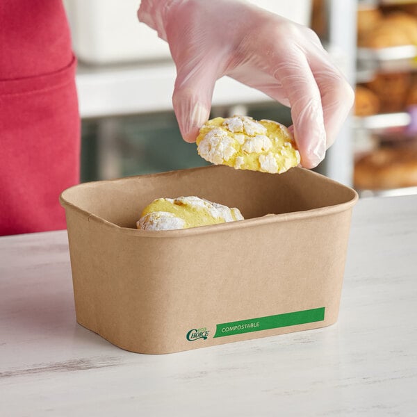 EcoChoice 32 oz. Rectangular Kraft Bio-Lined Take-Out Container - 300/Case