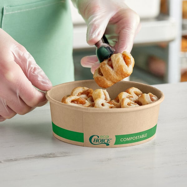 EcoChoice 16 oz. Round Kraft Bio-Lined Compostable Take-Out Container - 50/Pack