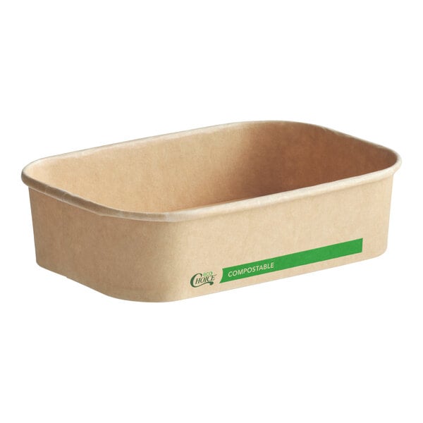 EcoChoice 16 oz. Rectangular Kraft Bio-Lined Take-Out Container - 50/Pack