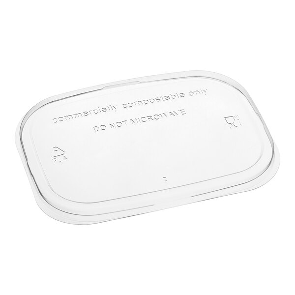 EcoChoice 16-32 oz. Rectangular Compostable PLA Take-Out Lid - 50/Pack