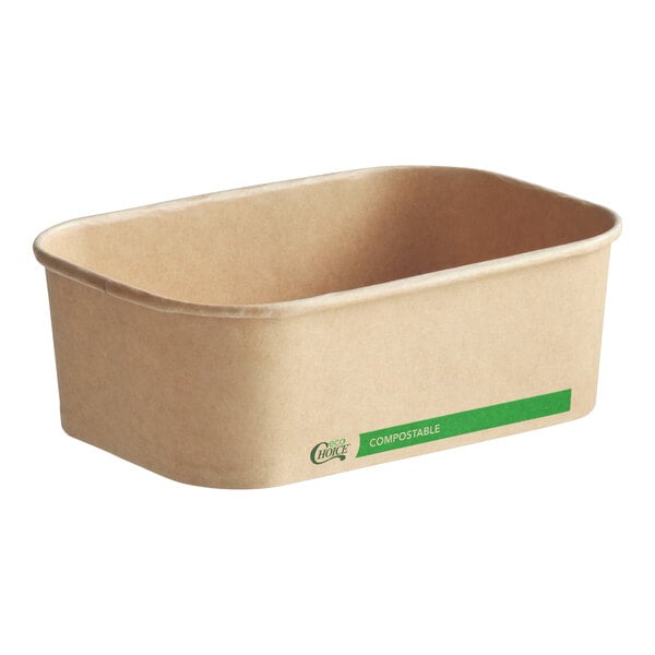 EcoChoice 24 oz. Rectangular Kraft Bio-Lined Take-Out Container - 300/Case