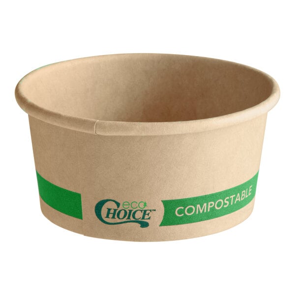 EcoChoice 2 oz. Round Kraft Bio-Lined Compostable Take-Out Container - 1,000/Case