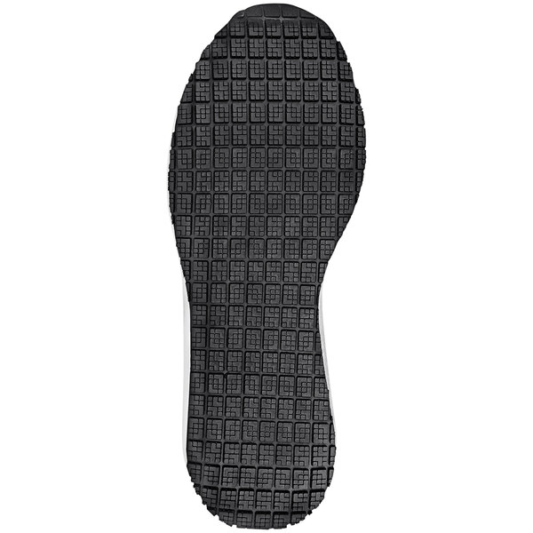 The black sole of a Reebok Work athletic shoe with a white bottom.