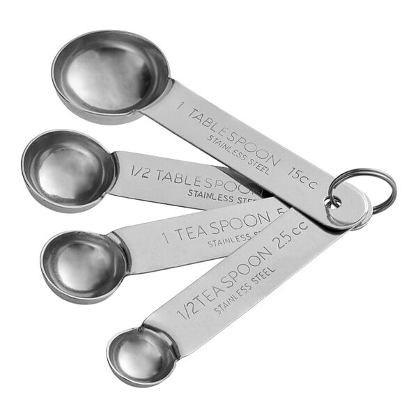 A set of four American Metalcraft stainless steel measuring spoons.
