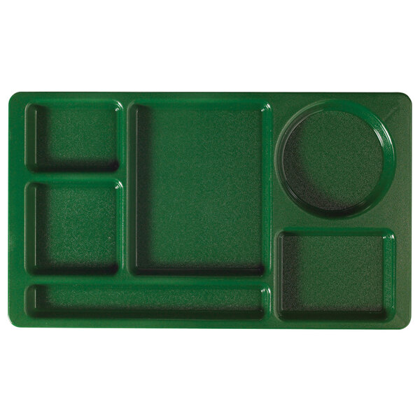 A Sherwood green Cambro 6 compartment tray.