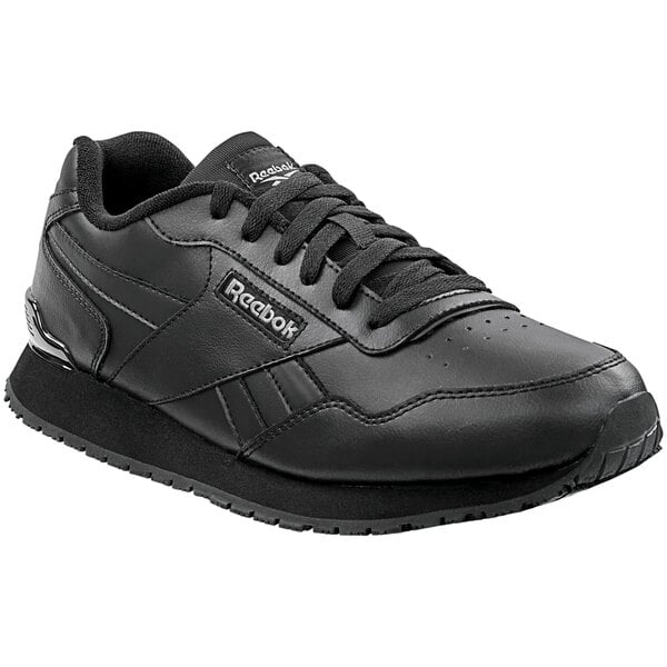 A black Reebok Harman women's athletic shoe.