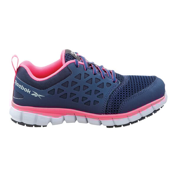 Reebok Work Sublite Women's 9.5 Medium Width Navy / Pink Soft Toe Non-Slip Athletic Shoe SRB032