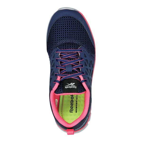 Reebok Work Sublite Women's 6.5 Medium Width Navy / Pink Soft Toe Non-Slip Athletic Shoe SRB032