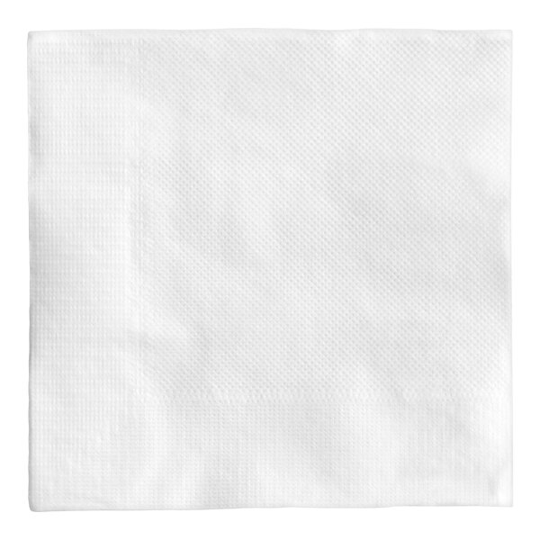 A plain white 1-ply beverage or cocktail napkin.