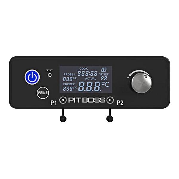 A black Pit Boss WiFi and Bluetooth controller with a digital display and buttons.