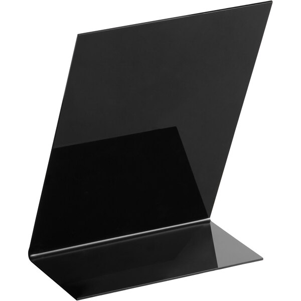 A black Choice tabletop chalkboard sign with a white background on a black stand.
