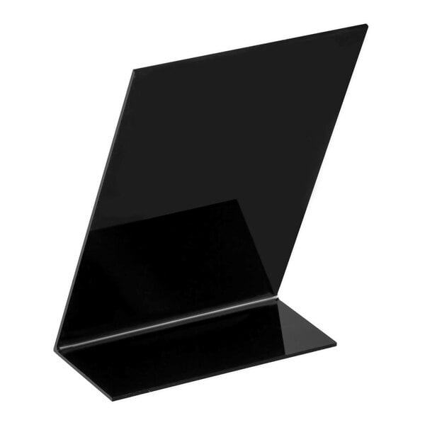 A black tabletop chalkboard sign with a slanted design, sized 4 inches by 6 inches.