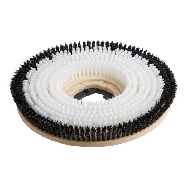 An 18" circular Lavex carpet brush with white and black bristles.