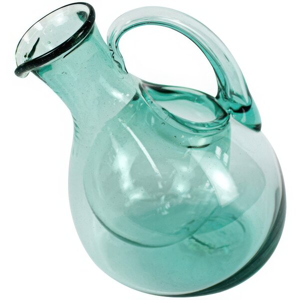 A Kalalou white wine decanter with a tilted glass and handle.