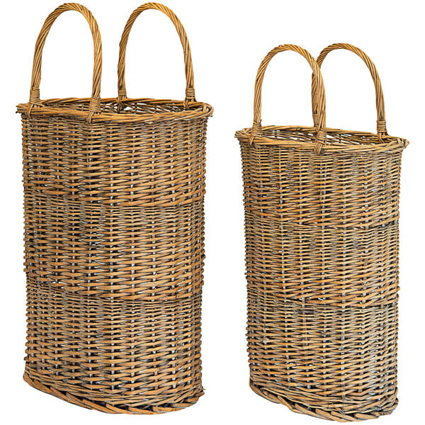 Tall Woven Wicker Basket With Handle