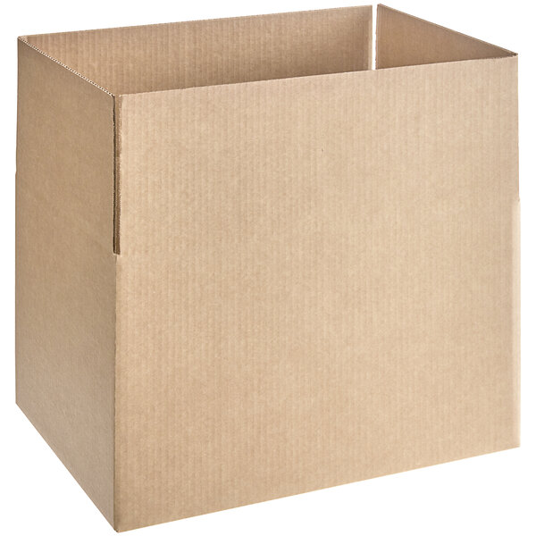 A Lavex cardboard shipping box with an open top.