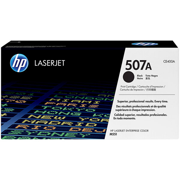 A black HP toner cartridge box with white and black text.