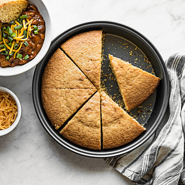A piece of cake on a de Buyer non-stick steel cake pan.