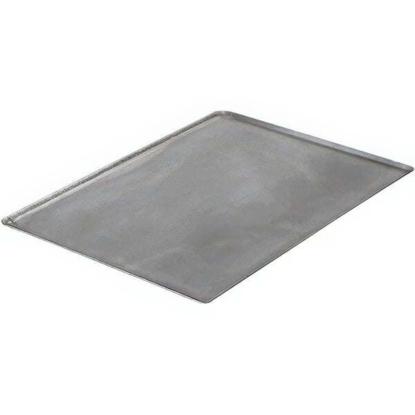 A de Buyer blue steel rectangular baking sheet on a white background.