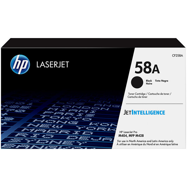 A black and white HP printer toner cartridge box with a black and white design.