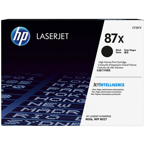 A black and white HP LaserJet toner cartridge box with white text.