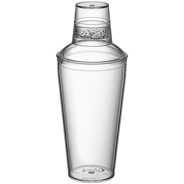 Choice 16 oz. Clear Polycarbonate Plastic 3-Piece Cobbler Cocktail Shaker